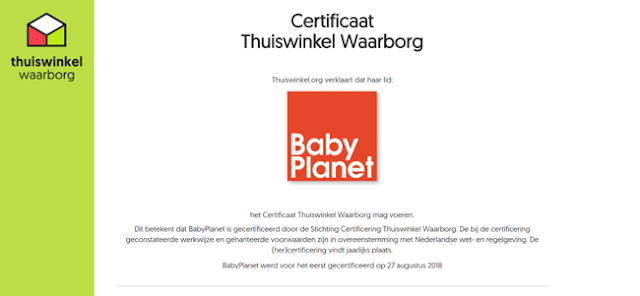Keurmerk Thuiswinkel Waarborg voor BabyPlanet