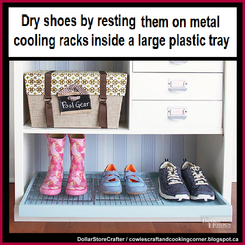 Dollar Store Crafter: Use Dollar Tree Cooling Racks To Dry Wet Shoes :)