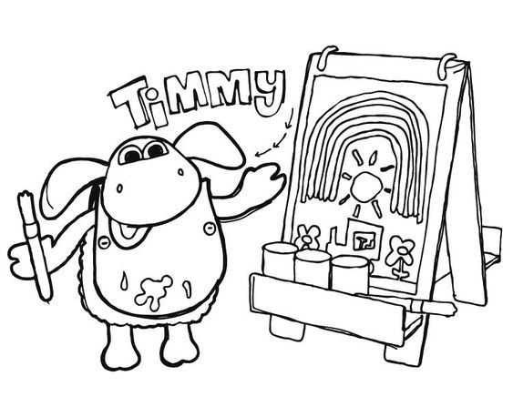 Tranh tô màu cừu Timmy vẽ tranh