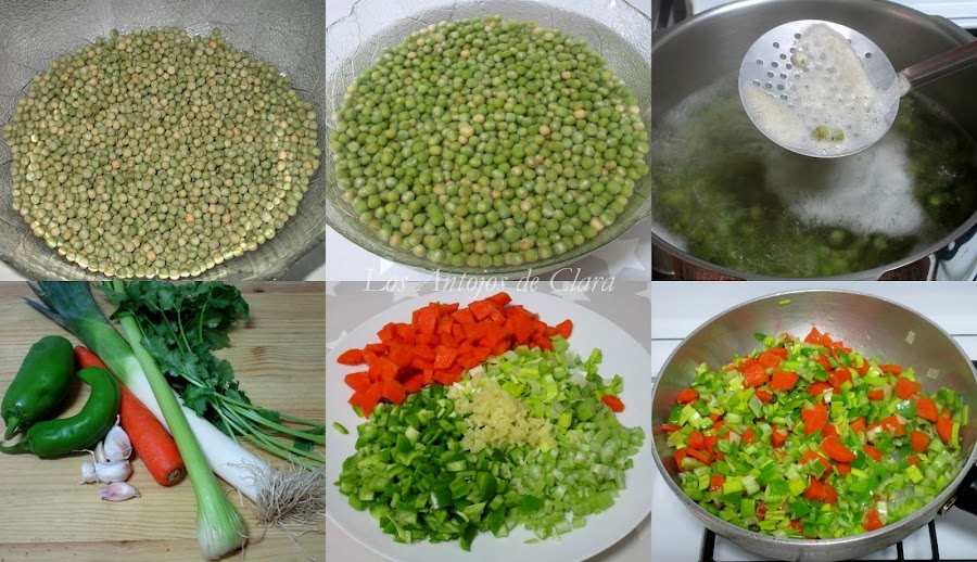 Preparación sopa de arvejas