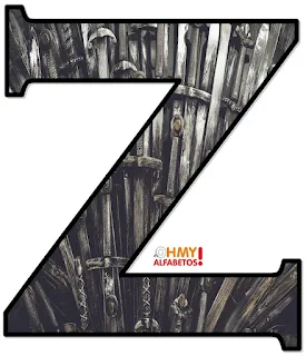 Abecedario con las Espadas del Trono, Juego de Tronos. Alphabet with the Throne Swords, Game of Thrones.