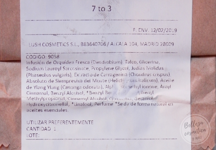 INCI disco desmaquillante lush