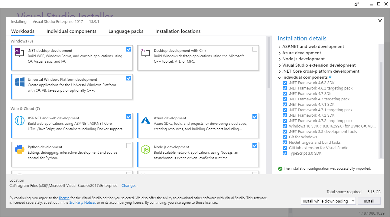 Export Visual Studio Installation Configuration