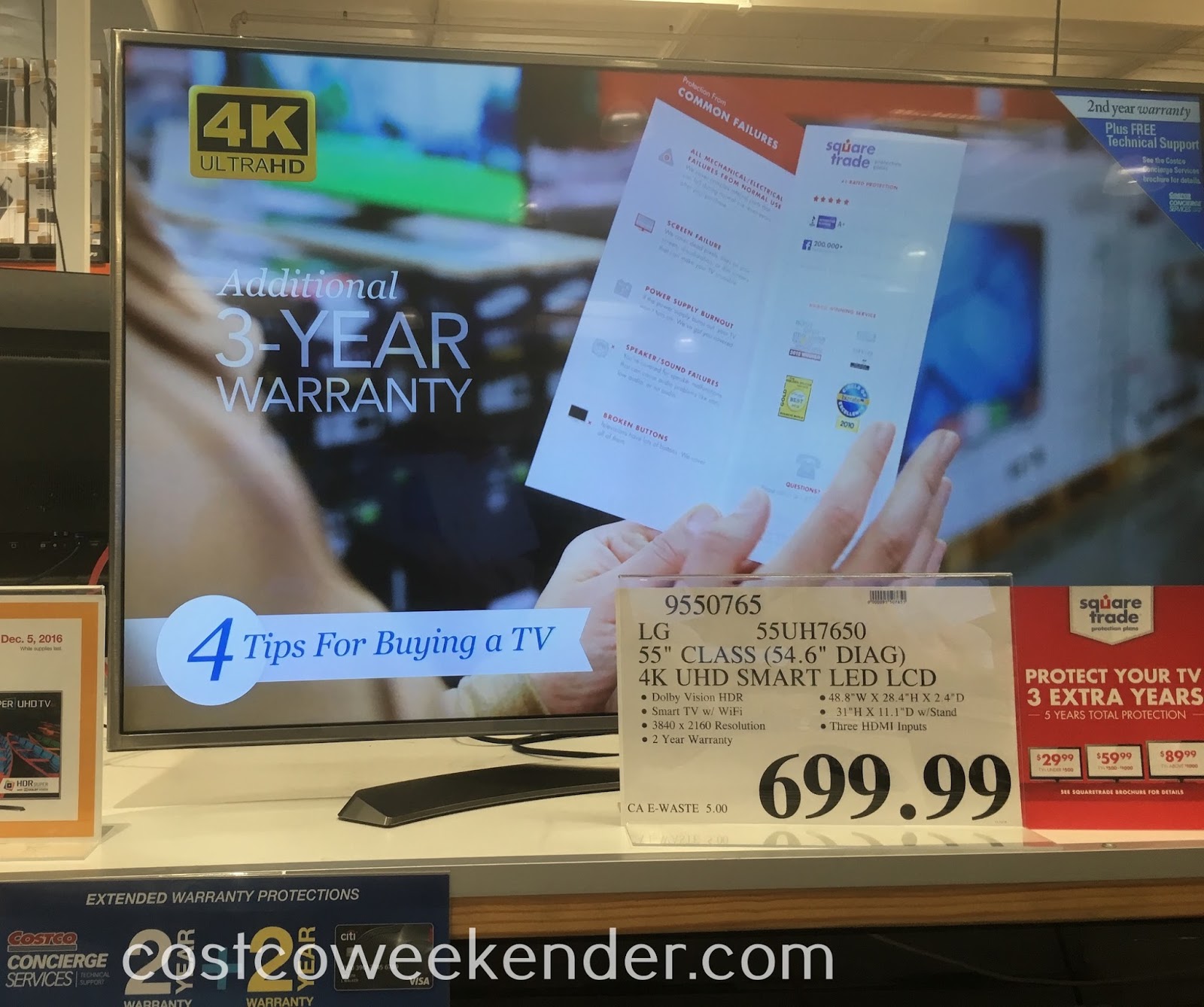 LG 55UH7650 55" UHD 4K HDR Smart LED TV Costco Weekender