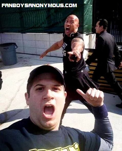 WWE superstar and Fast & Furious actor Dwayne "The Rock" Johnson framed in selfie photobomb