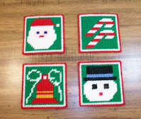 Handmade beverage coasters in a Christmas theme