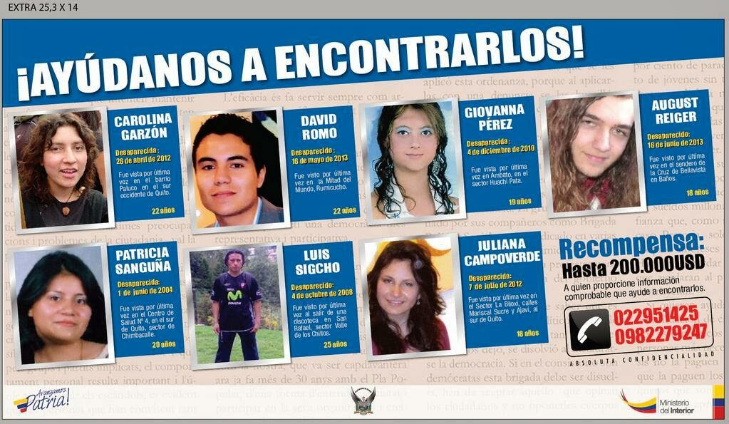 Plan de para ubicar a siete desaparecidos Desaparecidos