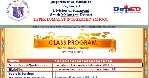 Classroom program sample editable deped lp s