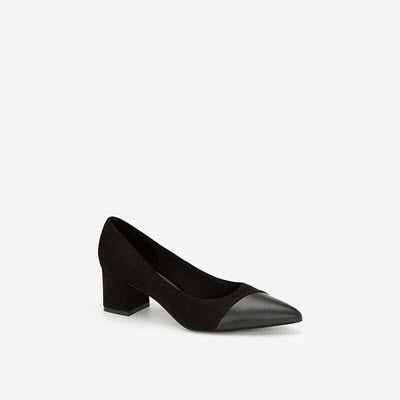 Giày Cao Gót Mũi Nhọn Phối Nubuck - BMN 0423 - Màu Đen