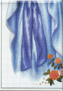 Schema da stampare su carta a quadretti per realizzare questo bellissimo quadro ricamato a punto croce con Madonnina dalla veste azzurra
