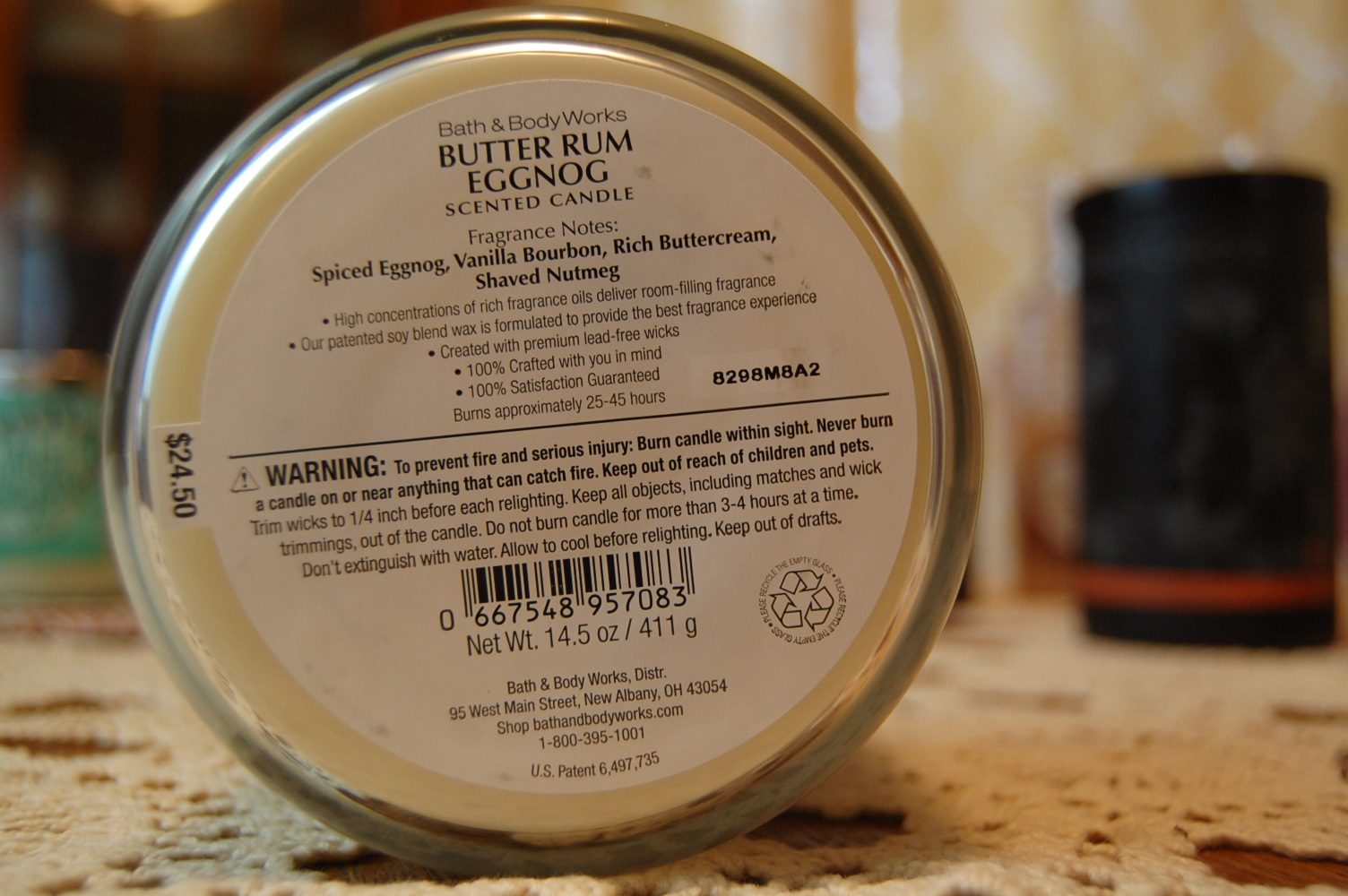 Bath & Body Works 3 Wick Butter Rum Eggnog Candle