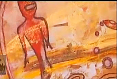 pintura rupestre con extraterrestres
