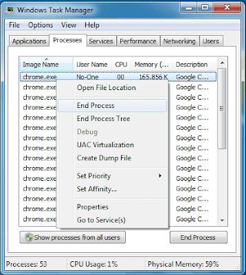 Lakukan dengan Task manager - end process