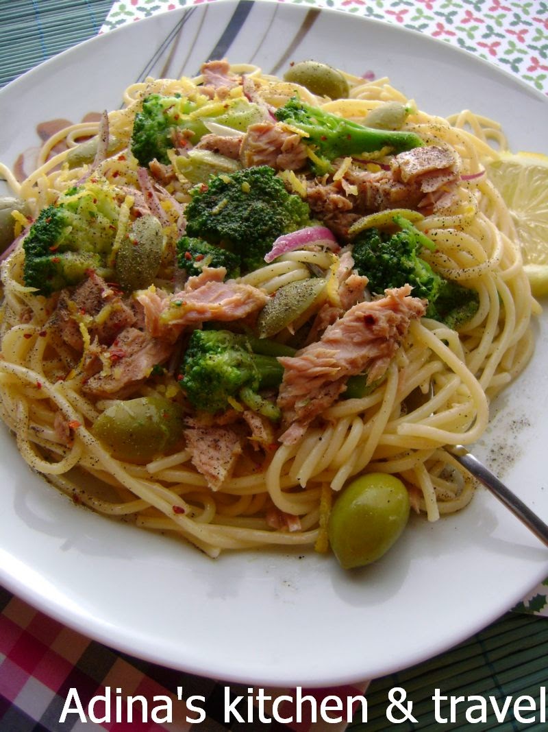 Spaghete cu ton si broccoli