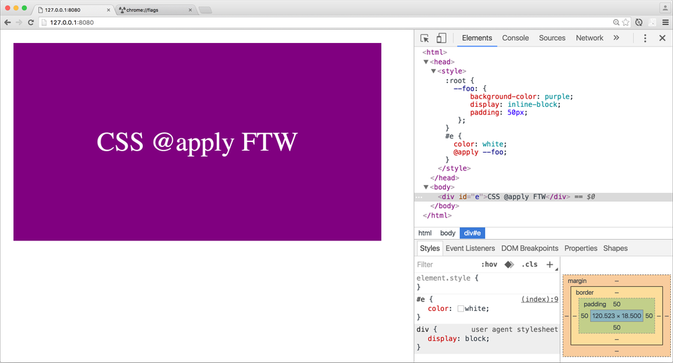 CSS @apply Rule en Chrome Canary