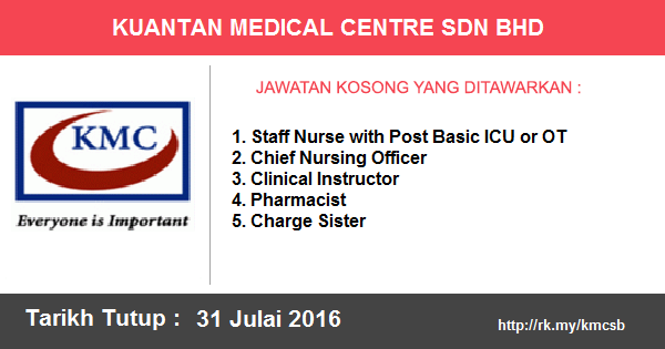 Jawatan Kosong di Kuantan Medical Centre Sdn Bhd Jawatan Kosong di Kuantan Medical Centre Sdn Bhd