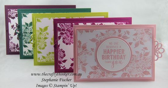 Fresh Florals, Double Slider card, 2017 to 2019 In Colours, Stampin Up Australia Demonstrator, Sydney NSW, #thecraftythinker 