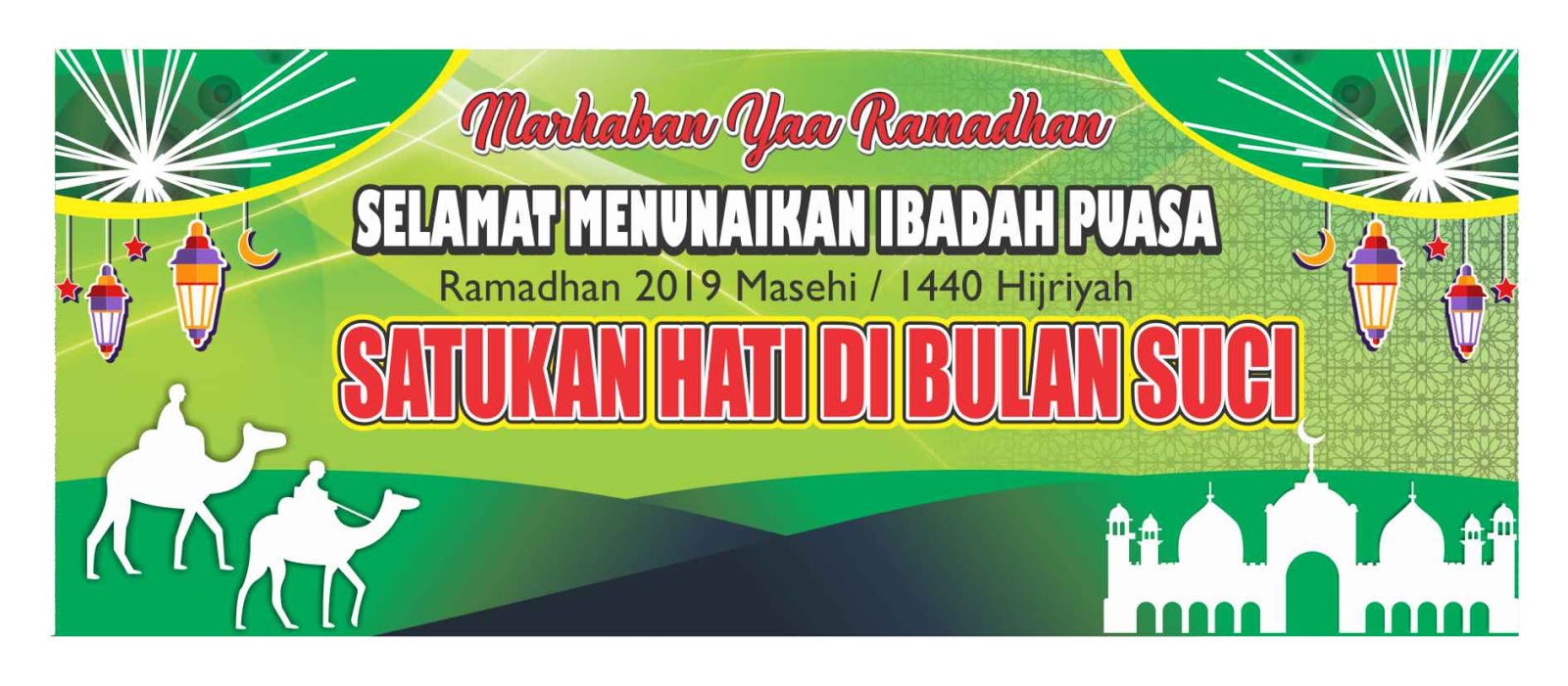 Contoh Desain Spanduk Atau Banner Puasa Ramadhan 2019 1440 Hijriah Cdr Warna Hijau Desain Grafis Tempat Desain Format Cdr