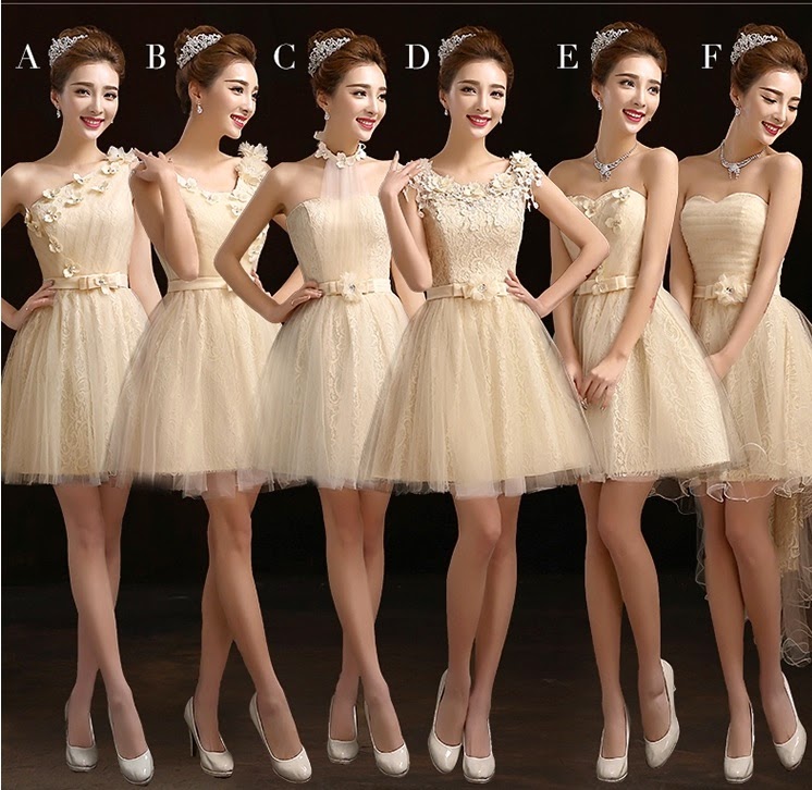 Stunningly Beautiful 6-Design Cream Tutu Midi Bridesmaids Dress