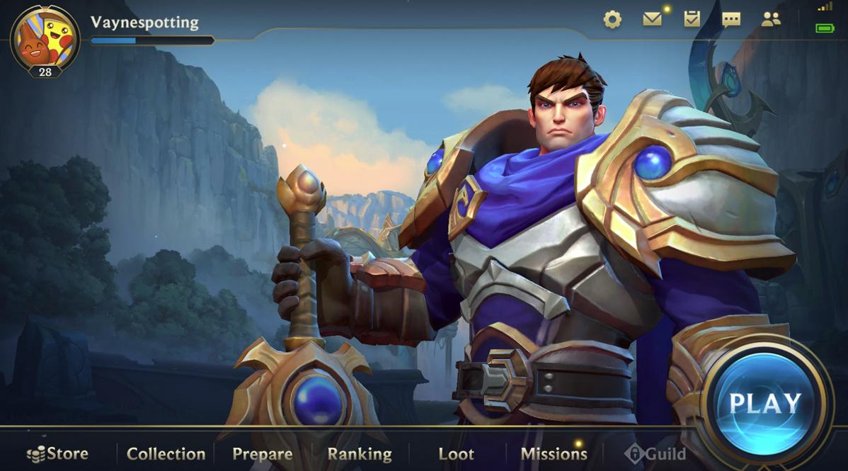 Tampilan utama League of Legends: Wild Rift Versi Alfa