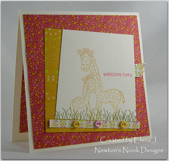 Giraffe baby card by Elena J for Newton's Nook Designs | Wild Child Stamp Set