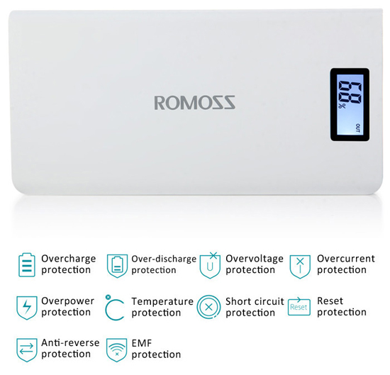 Pin sạc dự phòng Romoss LCD Sense 6 Plus 20000mAh Pin sạc dự phòng Romoss LCD Sense 6 Plus 20000mAh