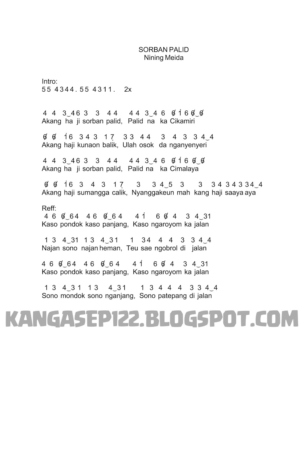 Not Angka Lagu Sunda Koleksi Not Angka
