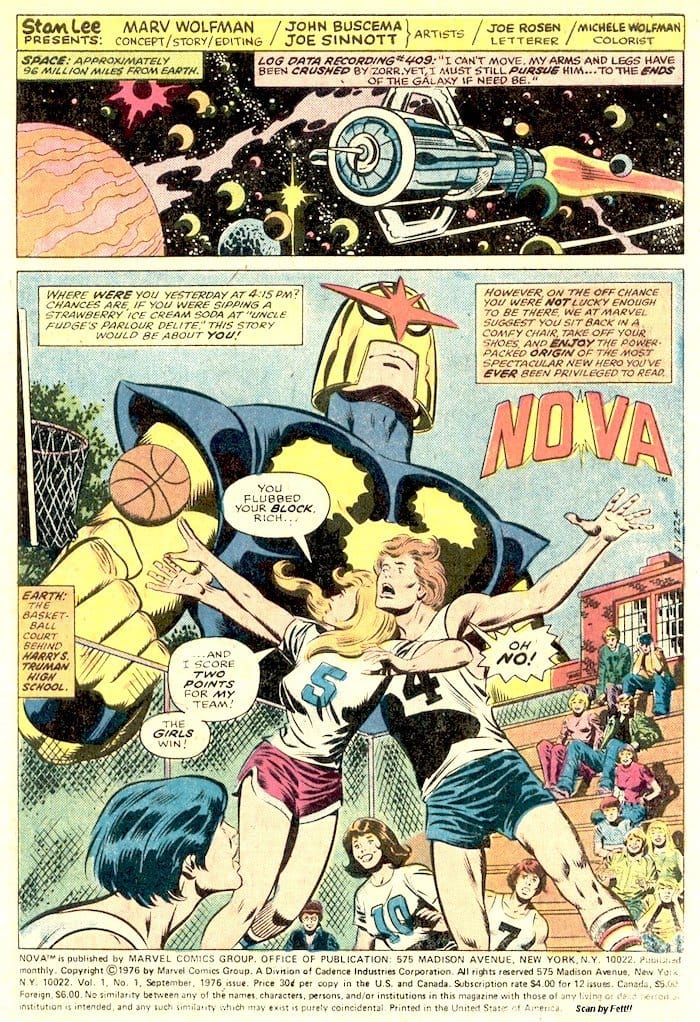 Nova #1 John Buscema marvel key issue 1970s bronze age comic book page - 1st appearance