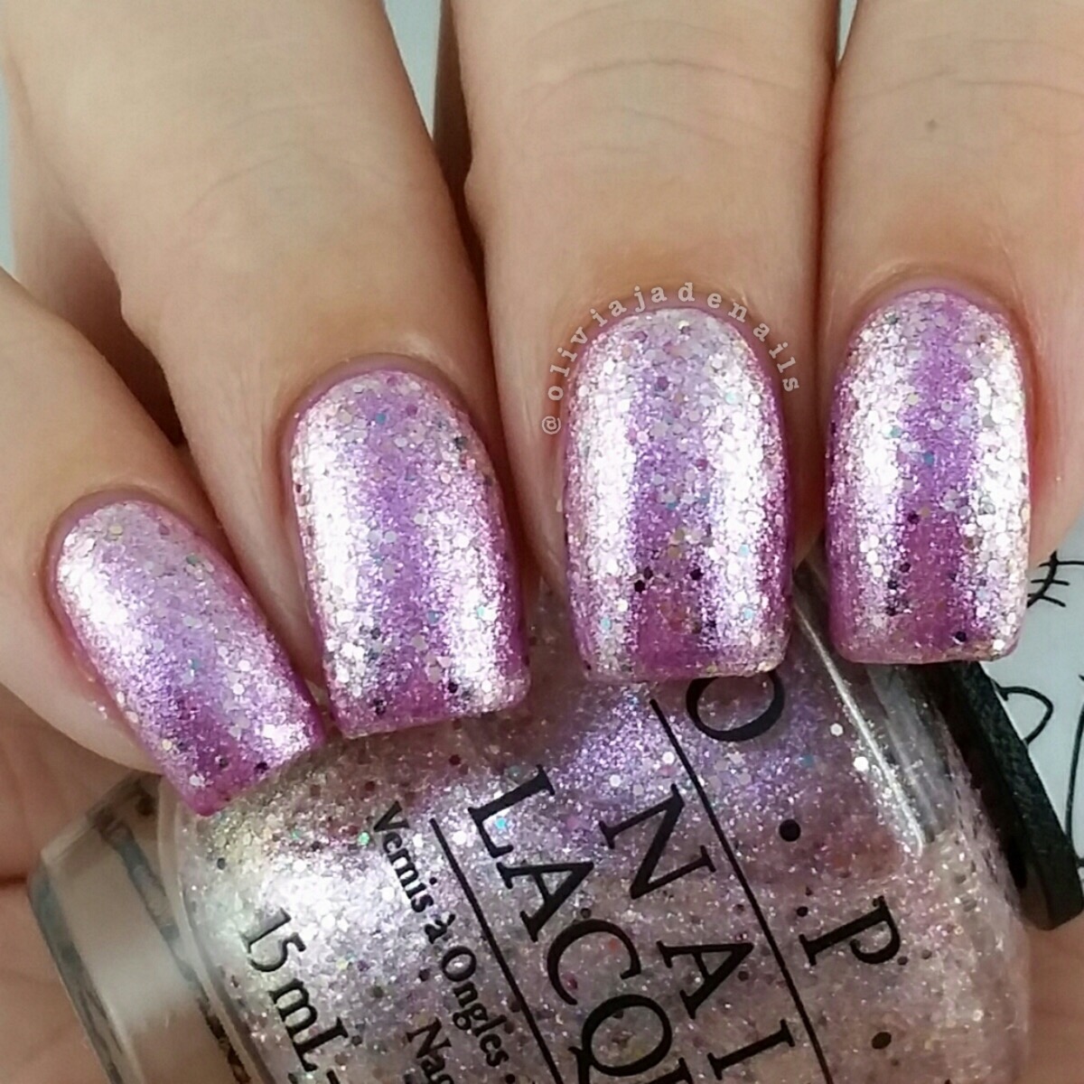 OPI Charmmy & Sugar (over OPI Super Cute In Pink) swatched by Olivia Jade Nails