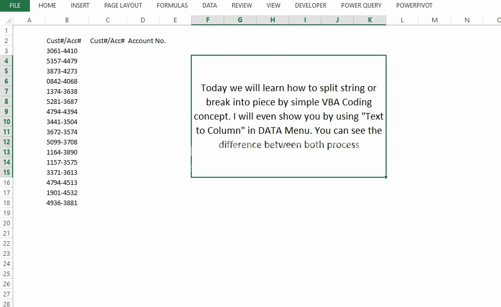 Split String in Excel using VBA Coding Tactical Process Automation