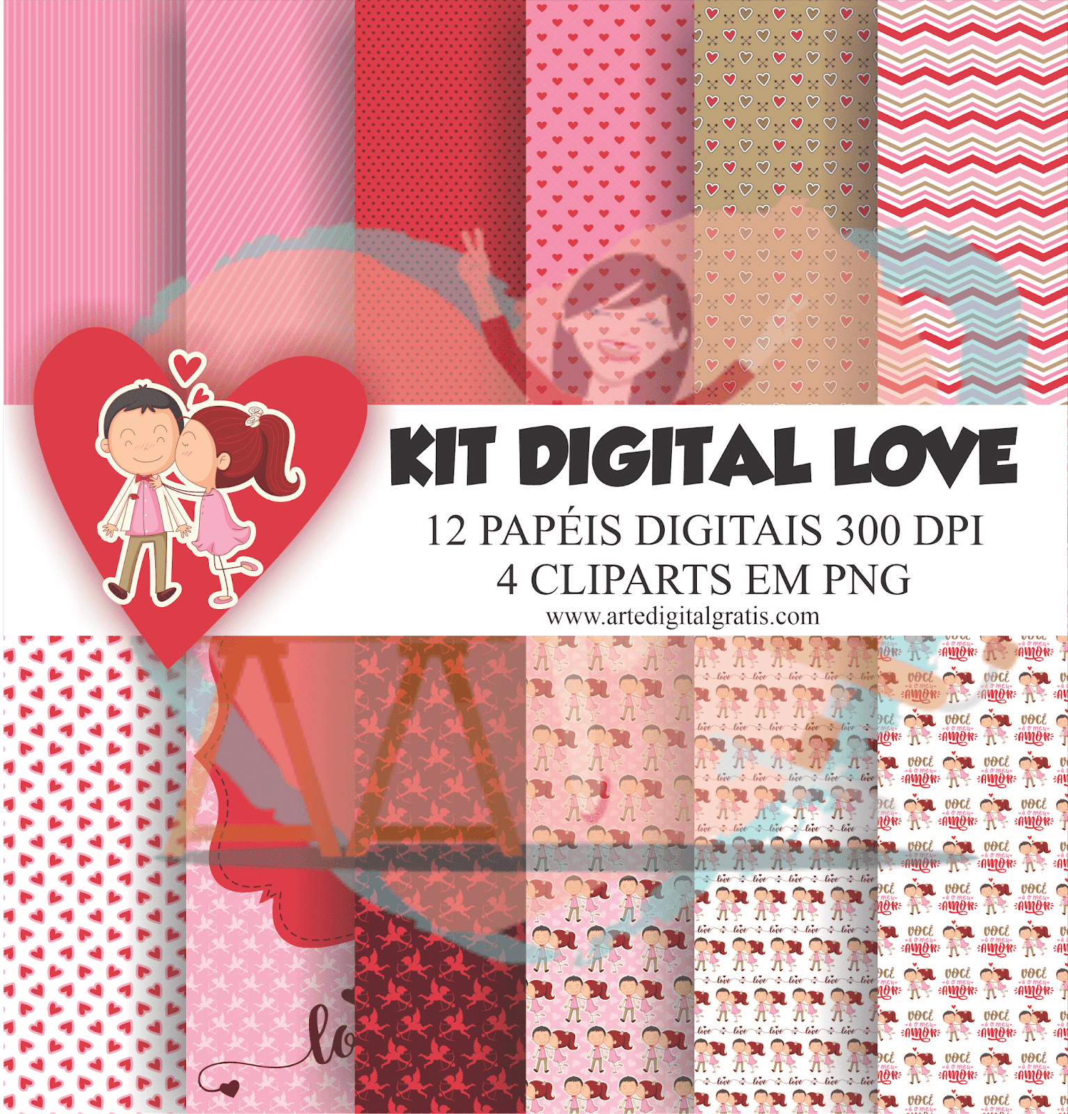KIT DIGITAL LOVE GRÁTIS Arte Digital Grátis