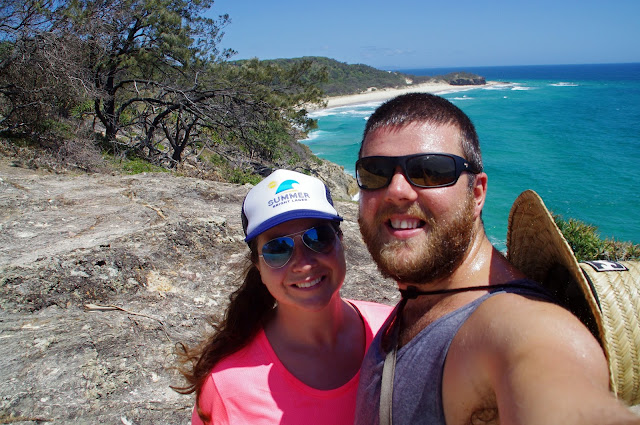 Couple hiking North Gorge Walk Stradbroke Island Couple hiking North Gorge Walk Stradbroke Island