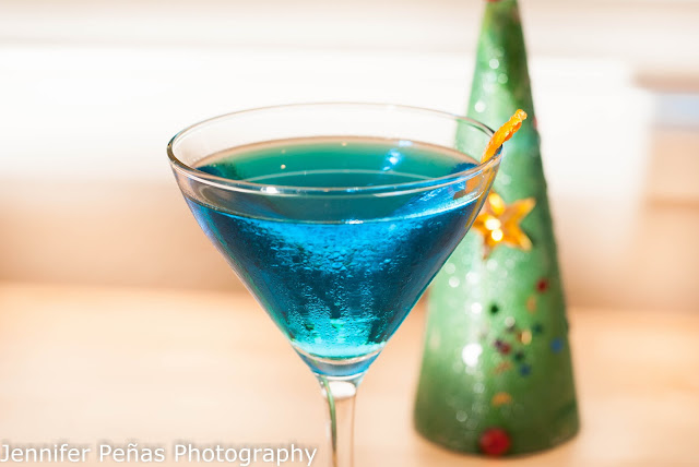 Blue Blue Christmas, cocktail, rum, cranberry juice, blue curacao, lime juice, christmas cocktail