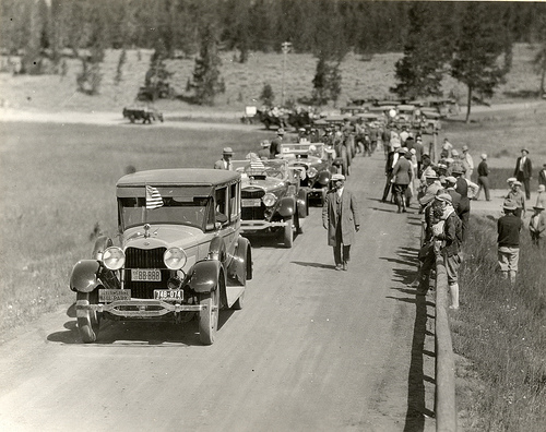 Calvin Coolidge's Motorcade Visit in Yellowstone National Park (Ca. 1920's)