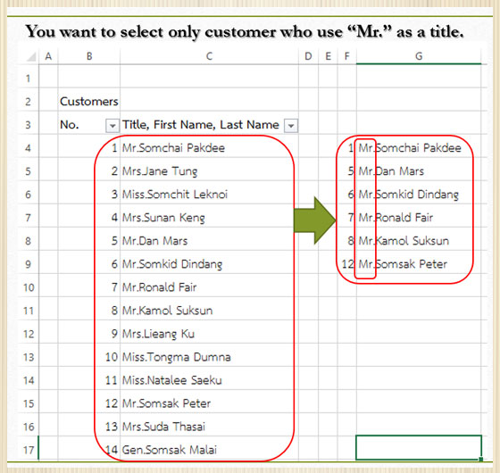 Excel Online Select some name using Filter Knowledge and fun