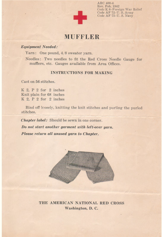 Chipmunknits WWII Muffler Knitting Pattern 1942