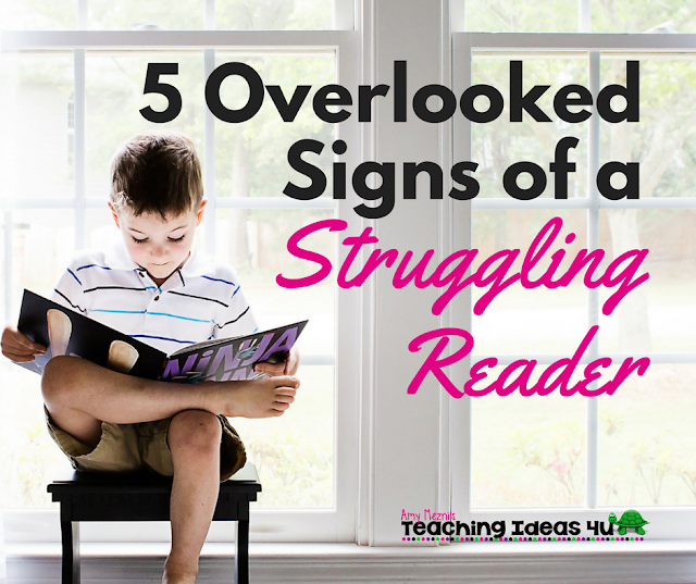 5 Overlooked Signs of a Struggling Reader - Post discusses five often missed red flags that could be a sign that a student is struggling with reading. Teachers and parents of struggling readers will find this post helpful. 5 Overlooked Signs of a Struggling Reader - Post discusses five often missed red flags that could be a sign that a student is struggling with reading. Teachers and parents of struggling readers will find this post helpful.
