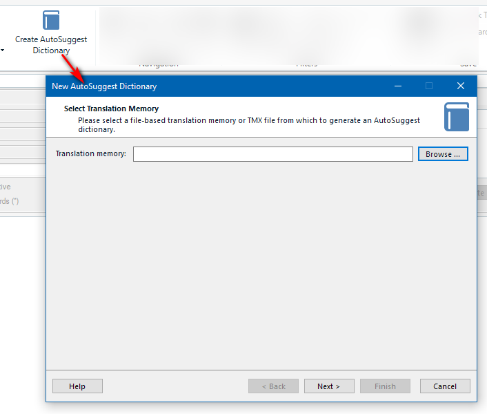 trados studio 2017 create autosuggest dictionary