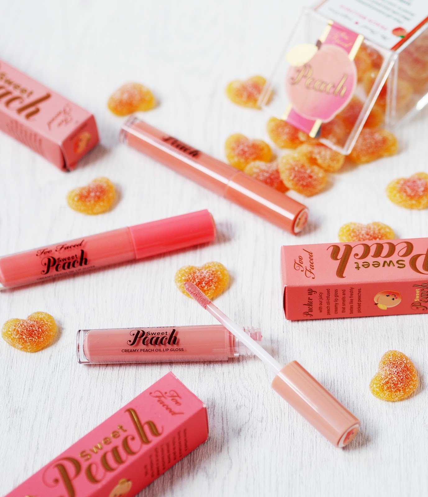 Too Faced Sweet Peach Lip Oil Glosses review