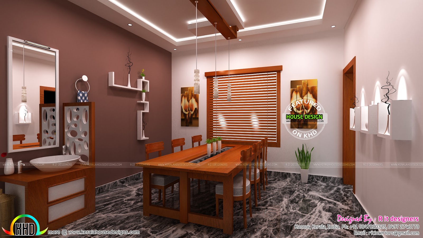 Modular kitchen, living and dining interiors - Kerala Home Design and Floor  Plans - 9K+ Dream Houses