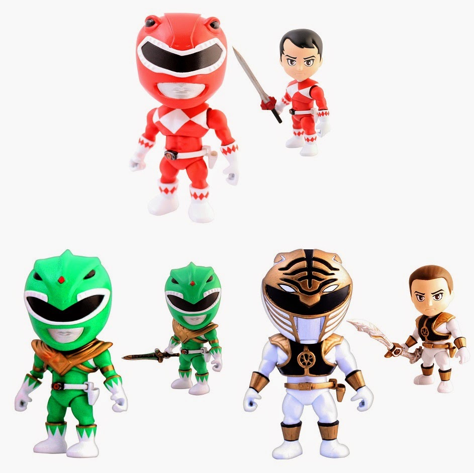 Mighty Morphin Power Rangers Mini Figure Series 1 by The Loyal Subjects - Red Ranger, Green Ranger & White Ranger
