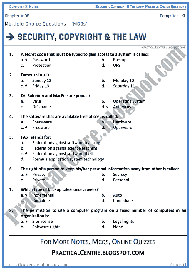 security-copyright-and-the-law-mcqs-computer-xi