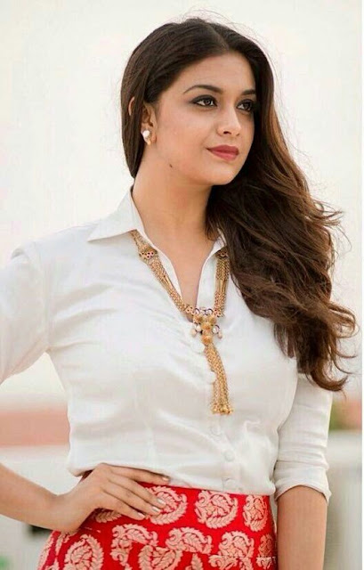 keerthi suresh images in white transparent tops
