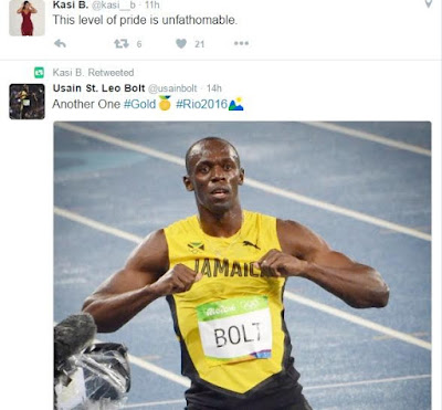 4 Photos of Usain Bolt’s stunning girlfriend as she takes to Twitter to cheer her man on