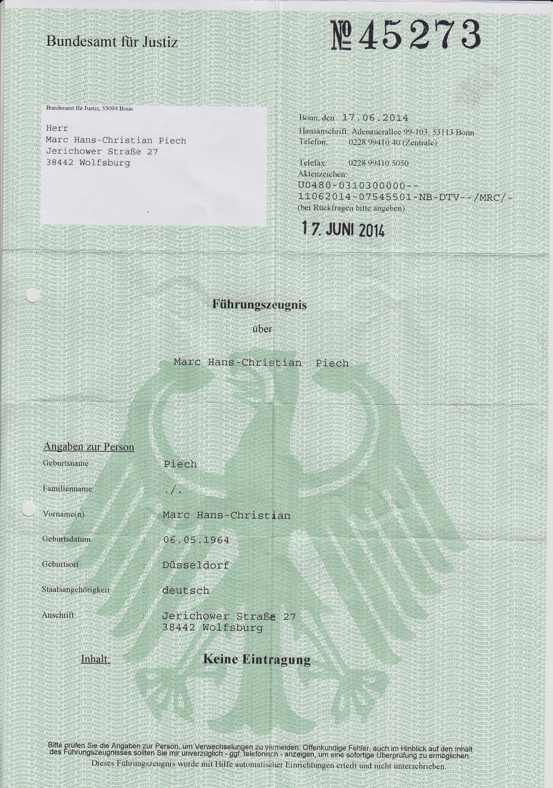 Wo Bekomme Ich Ein Polizeiliches Führungszeugnis Her Führungszeugnis (Federal Criminal Record) & Flensburger