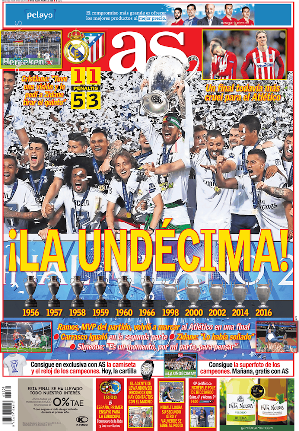 Real Madrid, AS: "¡La undécima!"