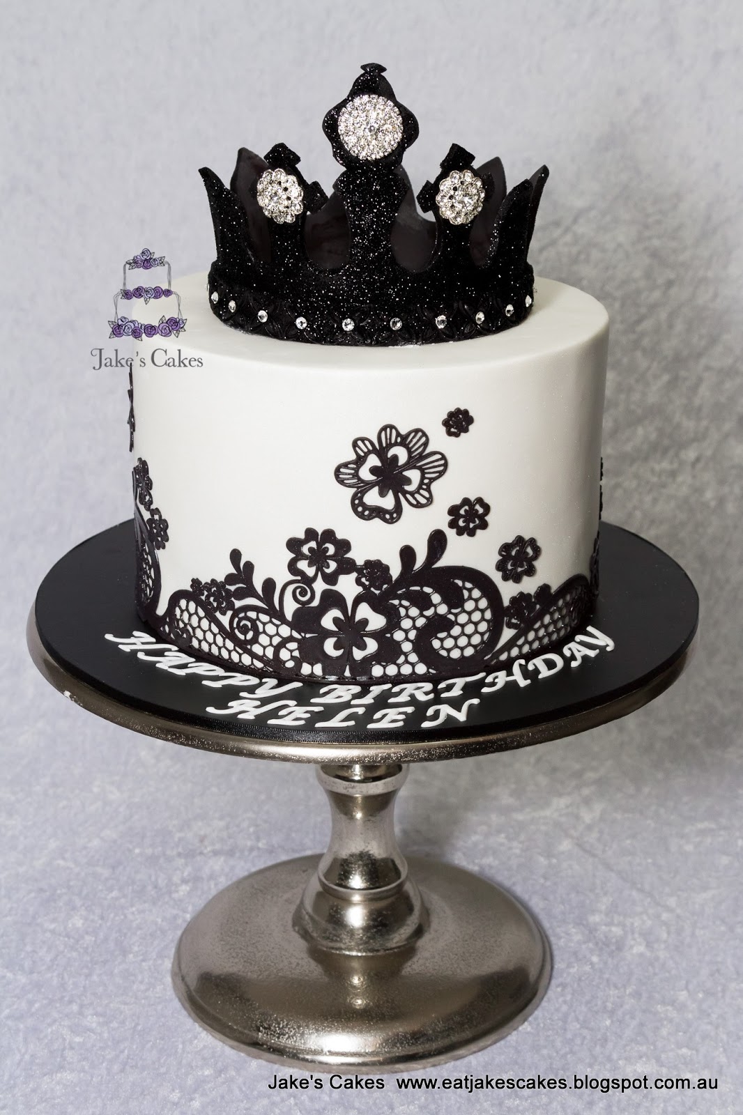 jake s cakes black bling crown cake