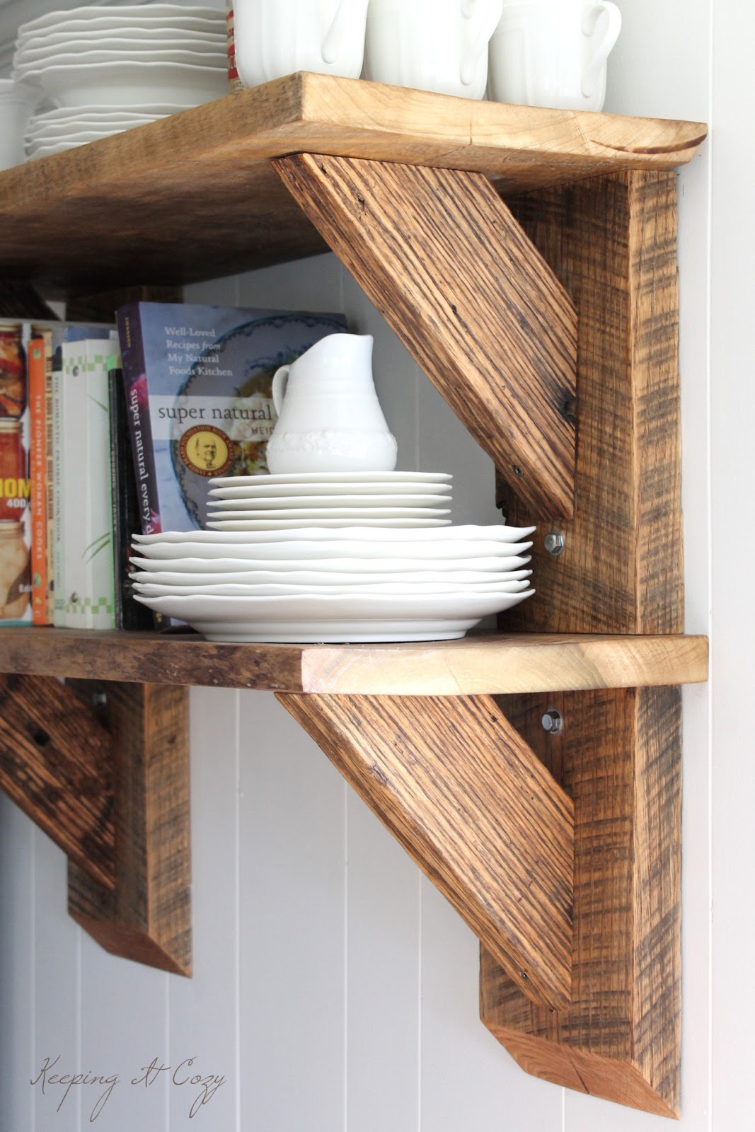 Keeping It Cozy: Reclaimed Wood Kitchen Shelves