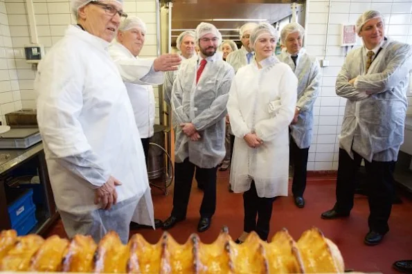 Crown Prince Guillaume and Crown Princess Stephanie of Luxemburg visited Namur-Hamm patisserie and chocolate factory.