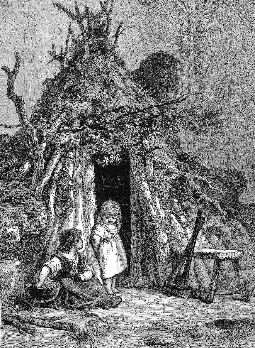 old rural France old rural France, an etching of children living in a poverty hut